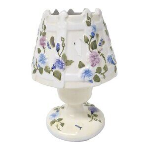 Vintage Ceramic Floral Morning Glory Candle Holder Votive Lamp Cottagecore